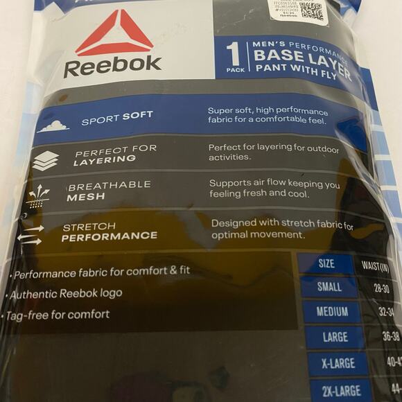 Reebok Mens performance Base Layer Pant Fly Pro-Series Black Mesh XL 40-42 NEW - Picture 8 of 9
